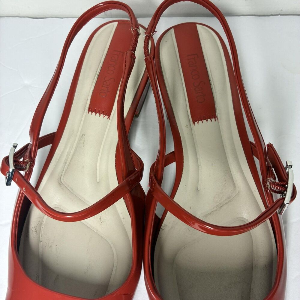 Franco Sarto L-DESTIN Shoes Womens Size 8 M Red Slingback Square Toe Flats Dress - Picture 8 of 16